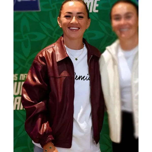 Dublin Game Katie McCabe Maroon Leather Jacket