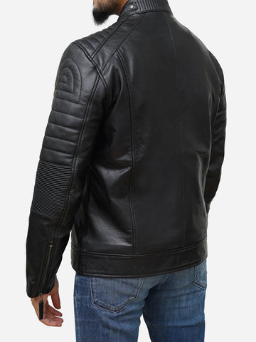 Men's Black Genuine Leather Biker Jacket
