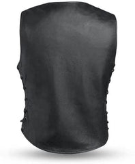Leather Vest For Women with Side Laces, Black