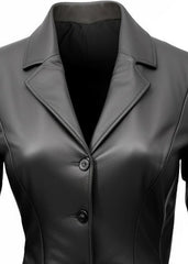 Fitted Black Leather Women Coat Blazer