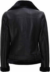 B3 Asymmetrical Black Shearling Leather Jacket