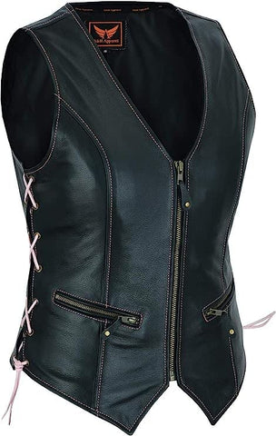 Longer Leather Vest For Women, Black