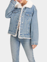 Sherpa Trucker Jacket Women, Blue