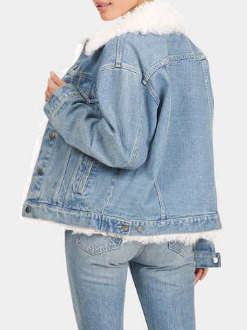 Sherpa Trucker Jacket Women, Blue