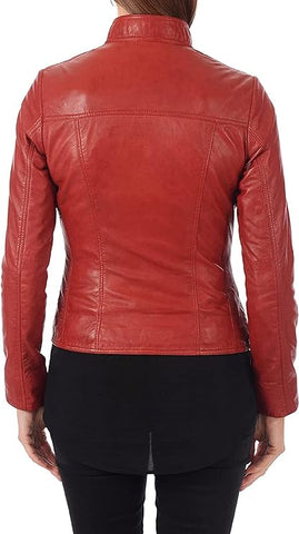 ROXA Trendy Women's Zip Up Genuine Biker Jacket