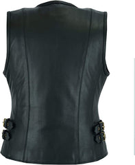 Sheep Skin Leather Vest For Women, Black