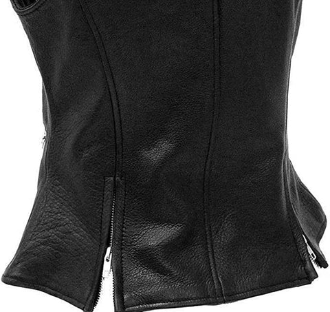 Genuine Lambskin Leather Vest For Women, Black