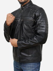 Men's Black Genuine Leather Biker Jacket