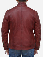 Men's Maroon Genuine Lambskin Motorcycle Jacket