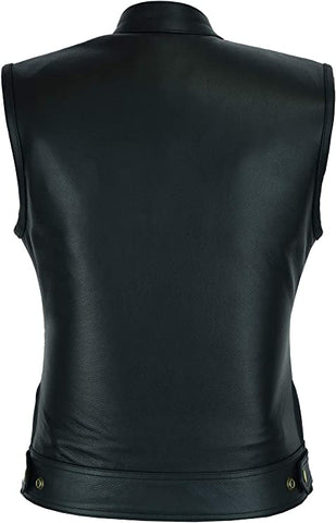 Leather Vest For Women with Side Zipper