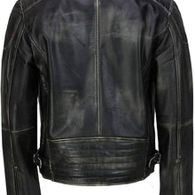 Mens Black Distressed Cafe Racer Leather Jacket