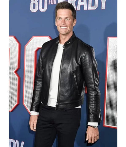 80 for Brady Biker Men’s Tom Brady Leather Jacket
