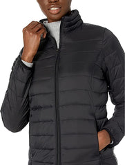 Womens Puffer Jacket Long Sleeve, Black