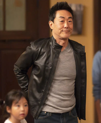9-1-1 S08 Kenneth Choi Black Leather Jacket