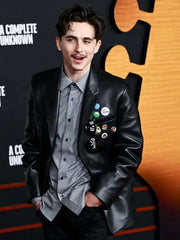 Timothée Chalamet A Complete Unknown 2024 Black Leather Blazer
