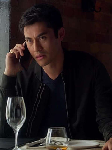 Henry Golding A Simple Favor Black Bomber Jacket