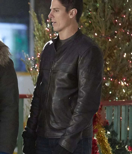 A Veteran Christmas Sean Faris Black Leather Jacket