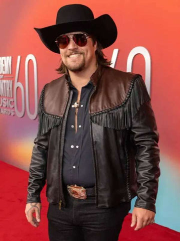 Gavin Adcock ACM Awards  Fringe Leather Jacket