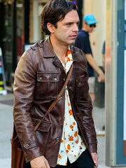 A Different Man Sebastian Stan Brown Leather Jacket