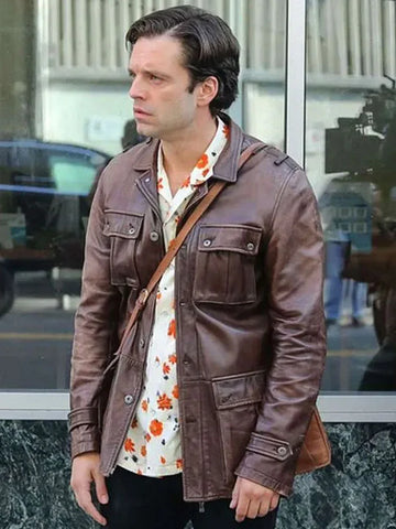 A Different Man Sebastian Stan Brown Leather Jacket