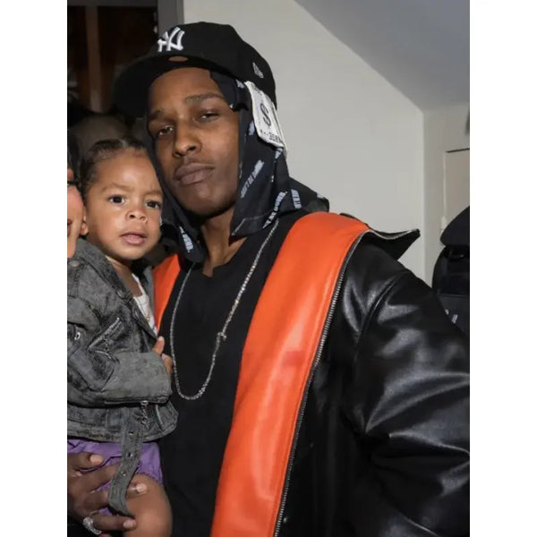 ASAP Rocky Paris Fashion Week 2025 Black Leather Jacket