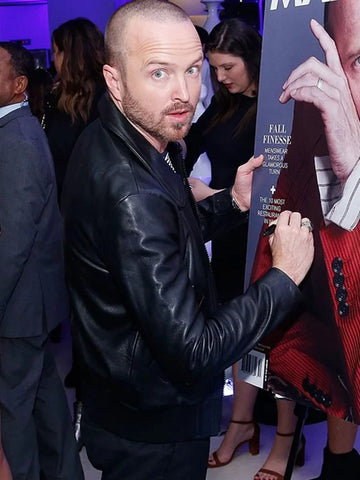 Aaron Paul Breaking Bad Black Leather Jacket