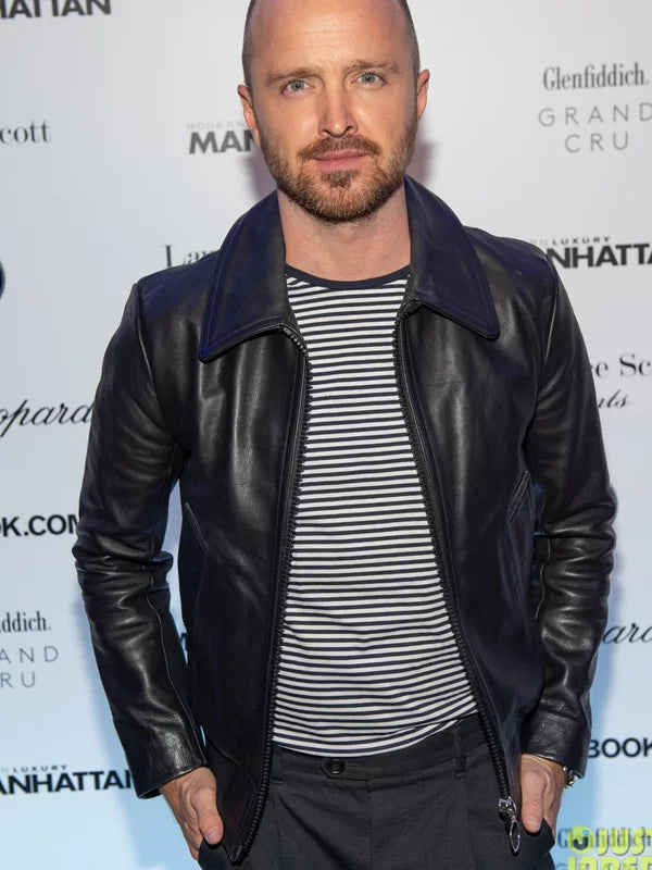 Aaron Paul Breaking Bad Black Leather Jacket