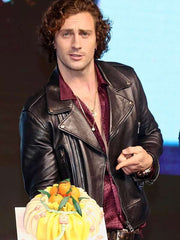 Aaron Taylor-Johnson Bullet Train Premiere Black Leather Jacket