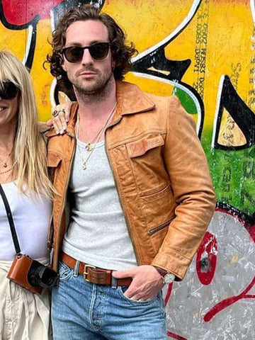 Aaron Taylor-Johnson Brown Leather Jacket
