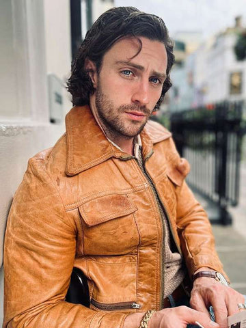 Aaron Taylor-Johnson Brown Leather Jacket
