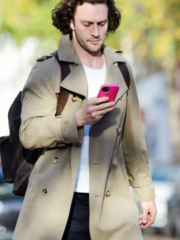Aaron Taylor-Johnson Beige Trench Coat