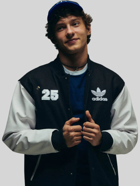 Adidas Kimi Antonelli Class of 2025 Varsity Jacket – Black & White Wool and Leather