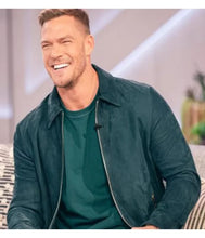 Alan Ritchson Green Leather Suede Jacket