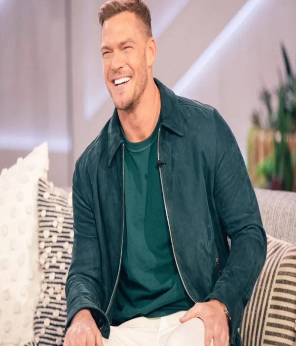 Alan Ritchson Green Leather Suede Jacket