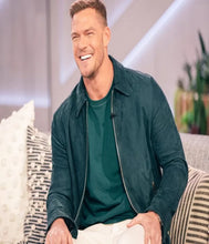 Alan Ritchson Green Leather Suede Jacket