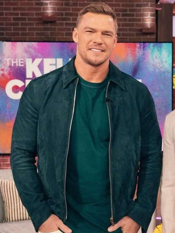 Alan Ritchson Green Suede Leather Jacket