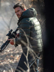 Scott Eastwood Alarum 2025 Green Puffer Jacket