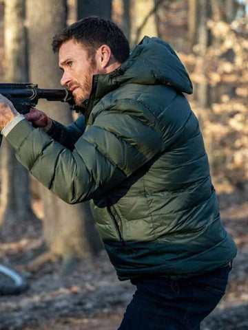 Scott Eastwood Alarum 2025 Green Puffer Jacket