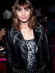 Alexa Chung Miu Miu Show Biker Leather Jacket