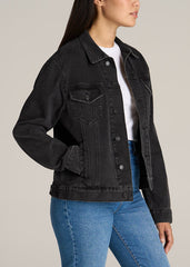Black Denim Jacket Women, Stone Wash