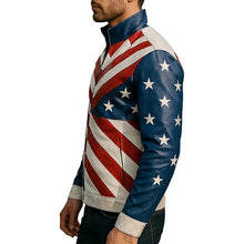 American Flag Vintage Retro Style Leather Jacket