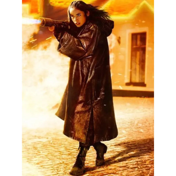 Ana de Armas Ballerina 2025 Leather Trench Coat
