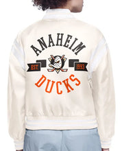 Printed Logo Anaheim Ducks Varsity Satin Jacket