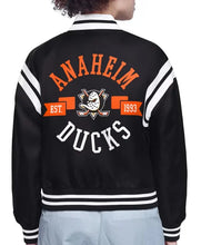 Printed Logo Anaheim Ducks Varsity Satin Jacket