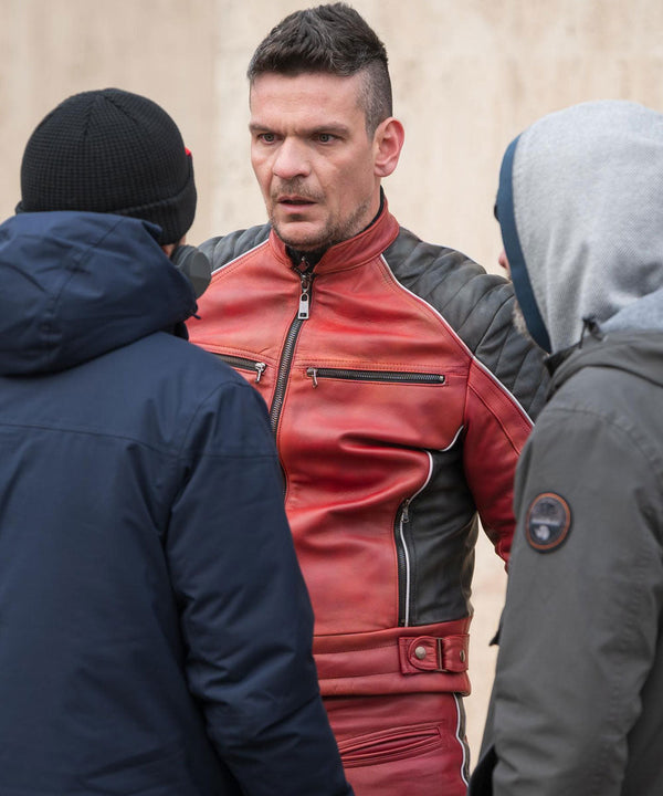 April X 2024 Tetris Red Leather Jacket