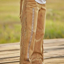 Handmade Suede Fringe Beaded Pants