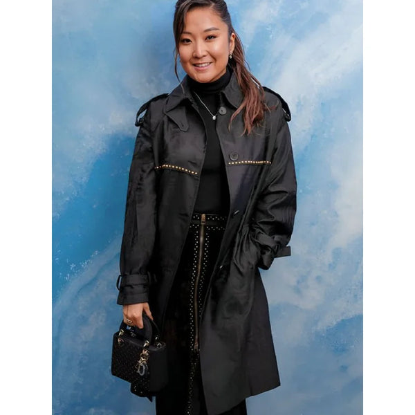 Ashley Park Paris Fashion Week Black Trench Coat