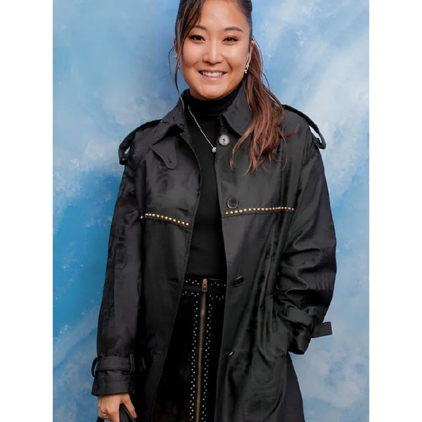 Ashley Park Paris Fashion Week Black Trench Coat