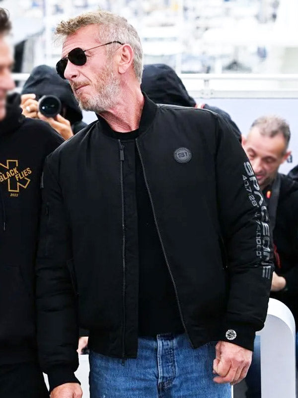 Sean Penn Asphalt City 2024 Black Bomber Jacket