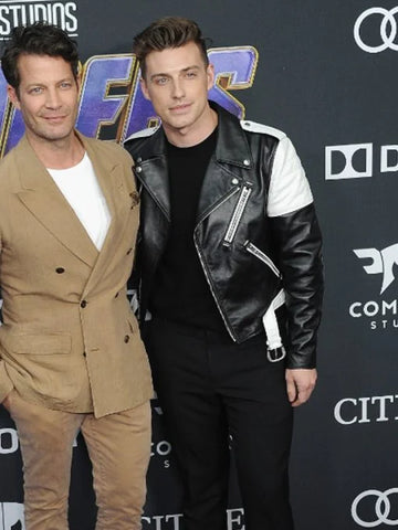 Avengers Endgame Jeremiah Brent Black and White Biker Leather Jacket